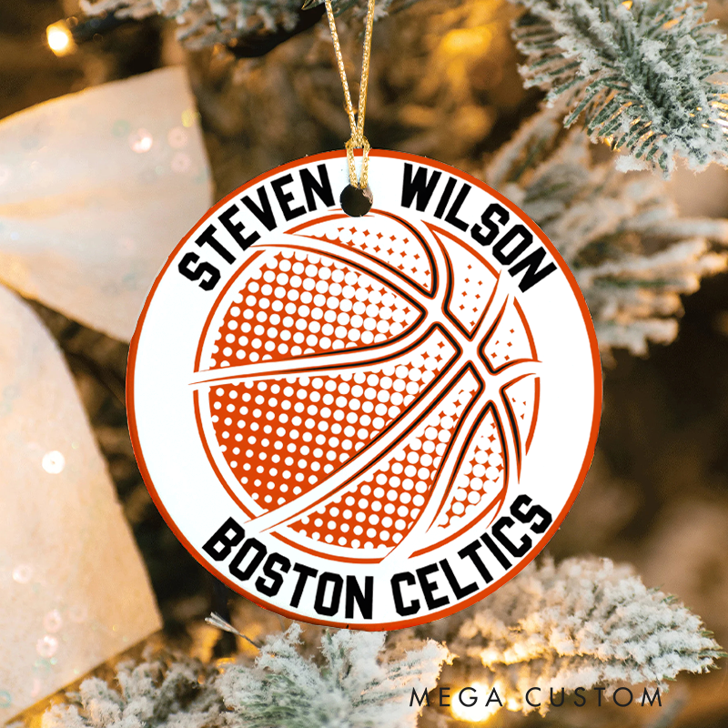 Personalized Basketball Ornament with Custom Name and Team Design