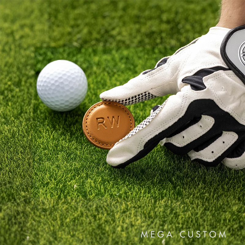 Personalized Leather Golf Ball Marker with Custom Initials 