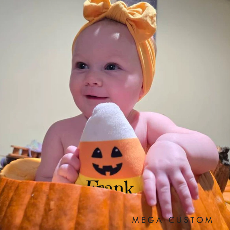 Personalized Candy Corn Plush Halloween Plush Candy Corn Stuffed Animal Candy Corn Pillow Trick or Treat Gifts