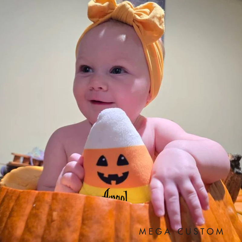 Personalized Candy Corn Plush Candy Corn Stuffed Animal Candy Corn Pillow Trick or Treat Gift