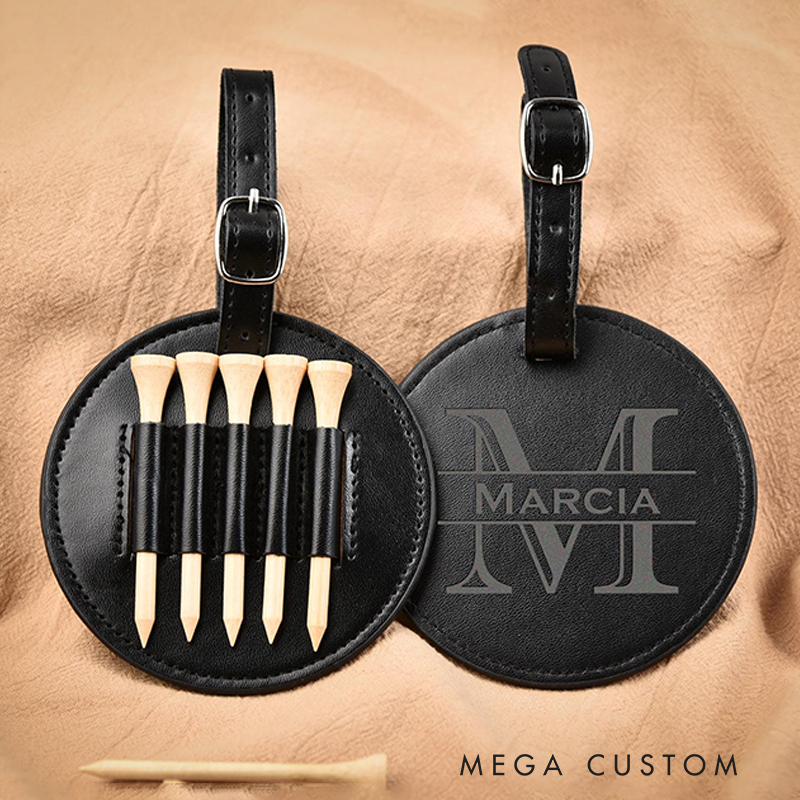 Personalized Leather Golf Bag Tag with Custom Name and Design  