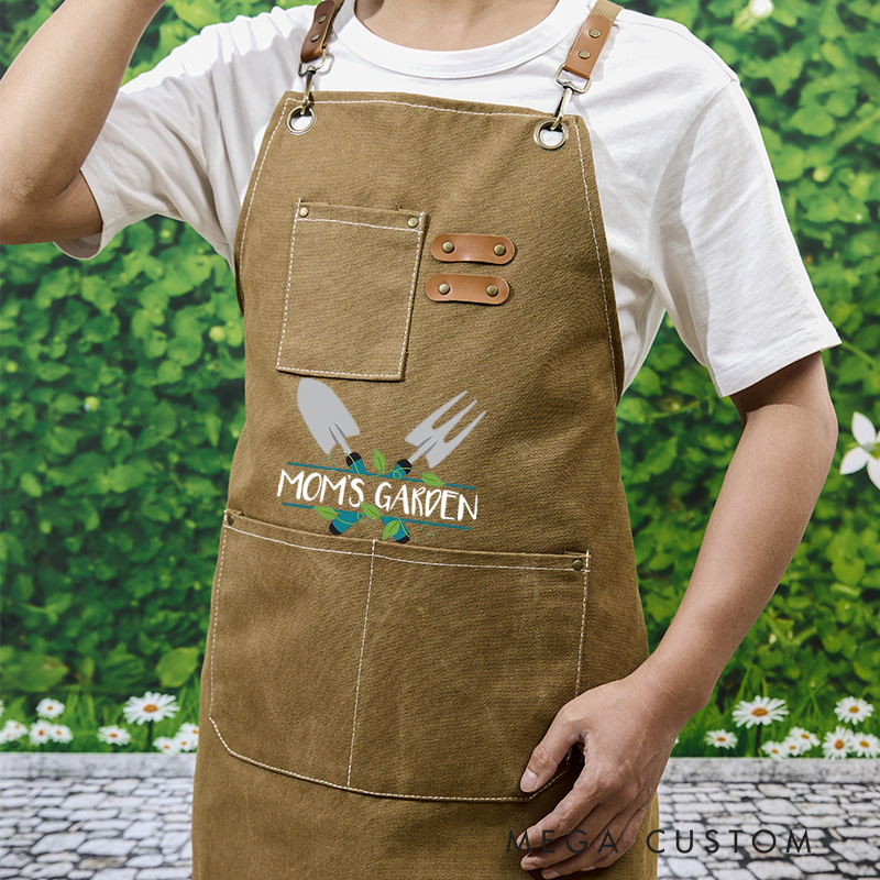 Personalized Gardening Apron with Name Green Planting Apron Gardening Apron with Pockets Outdoor Aprons 