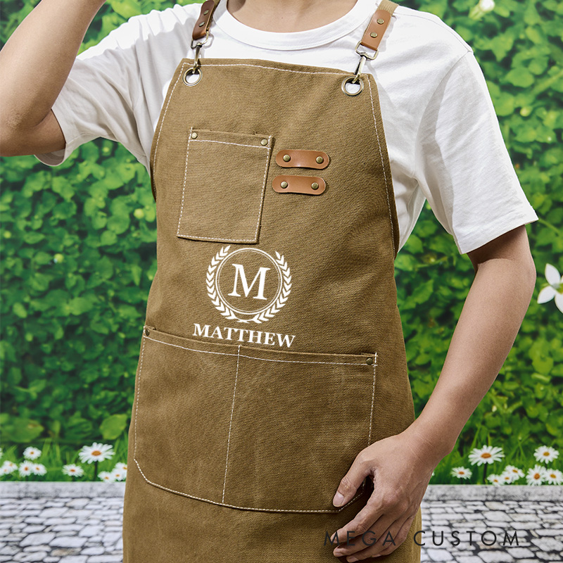 Personalized Gardening Apron with Name Green Planting Apron Gardening Apron with Pockets Outdoor Aprons Custom Gardener Gift 