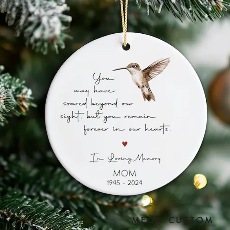 Personalized Memorial Ornament Custom Sympathy Gift for Family Loss Christmas Loved One Memory Hummingbird Ornament