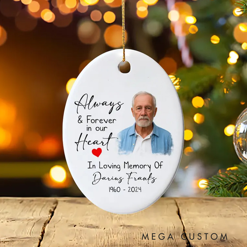 Personalized Photo Memorial Ornament Remembrance Ceramic Ornament for Loss of Loved One Ornament Funeral Ornaments