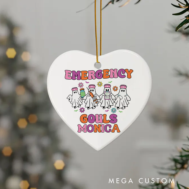 Personalized Nurse Halloween Ornament Emergency Ghouls Fun Medical Design Ornament 