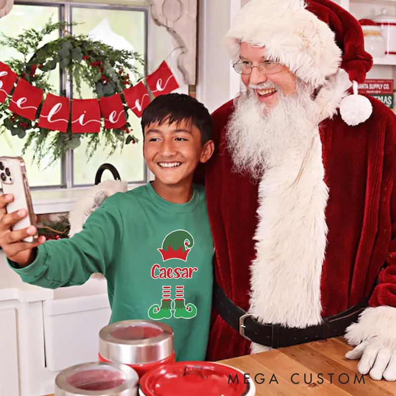 Personalized Elf with Names Kids Christmas Pajamas 