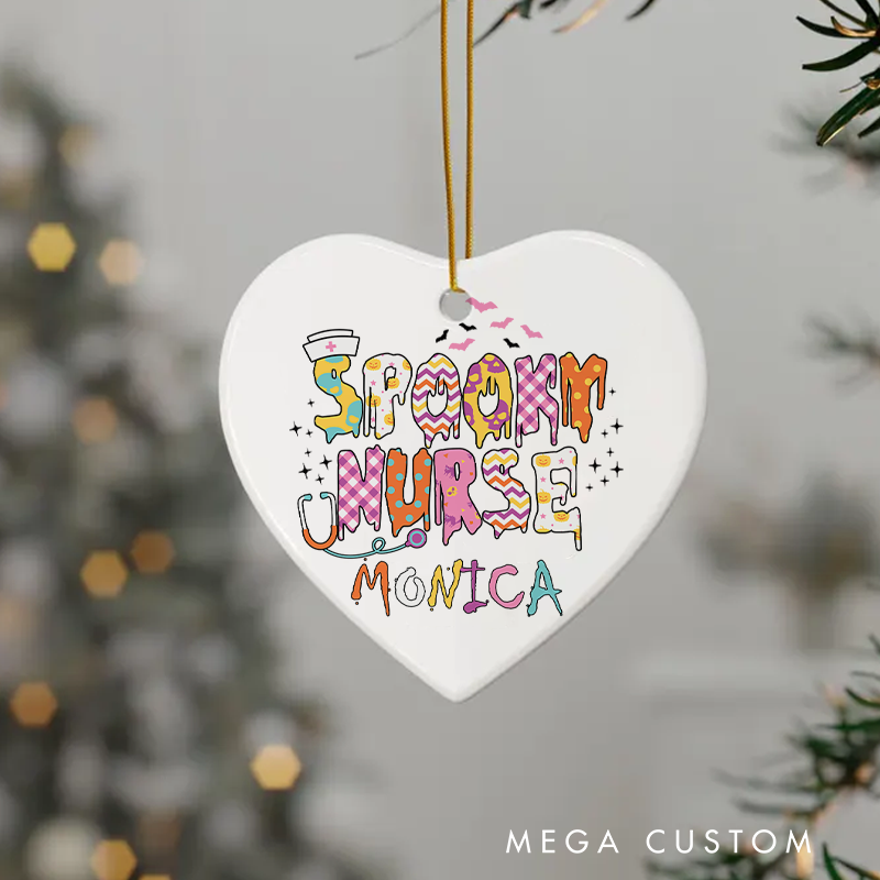 Personalized Nurse Halloween Ornament Spooky Nurse Design Ornament 