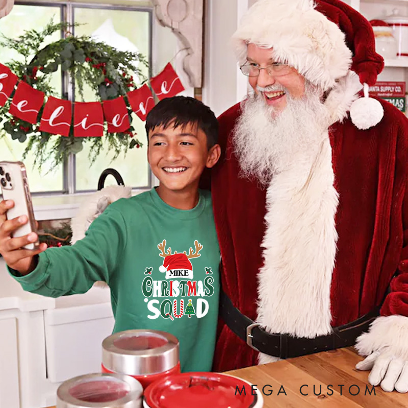 Personalized Christmas Squad Reindeer Hat Christmas Pajamas 