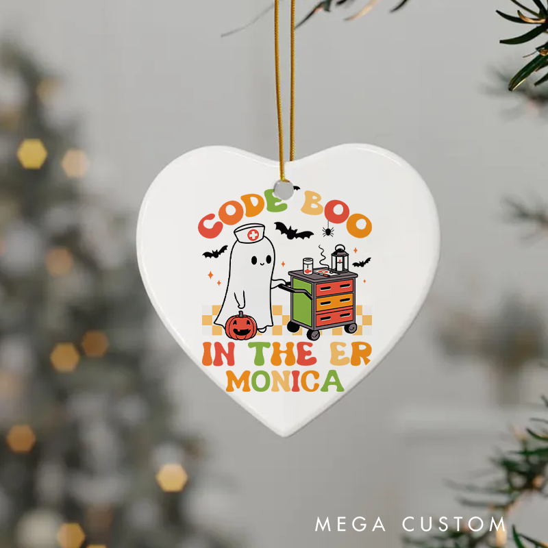 Personalized Nurse Halloween Ornament Code Boo in the ER Design Ornament 