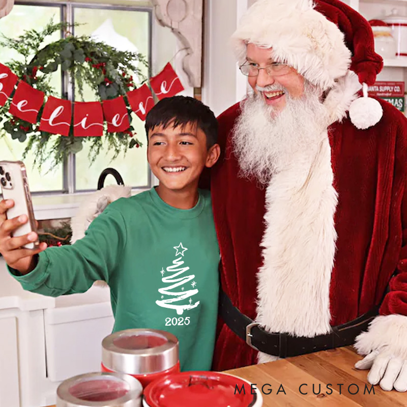 Personalized Minimalist Black and White Christmas Tree Christmas Pajamas