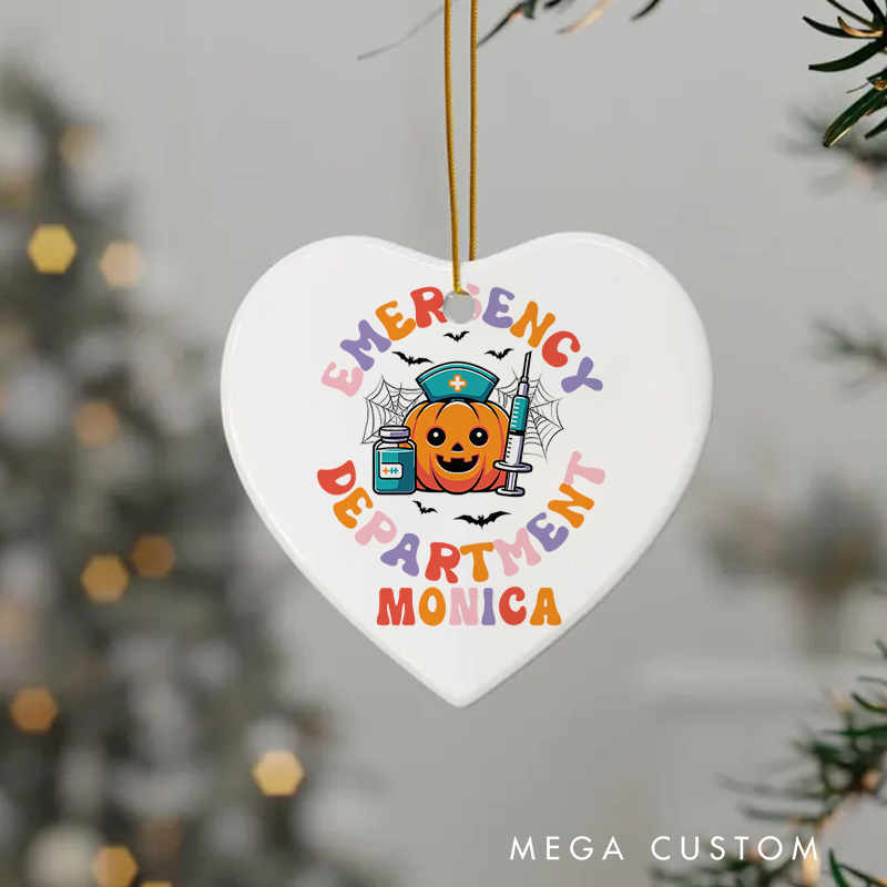 Personalized Nurse Halloween Ornament Emergency Department Design Ornament 