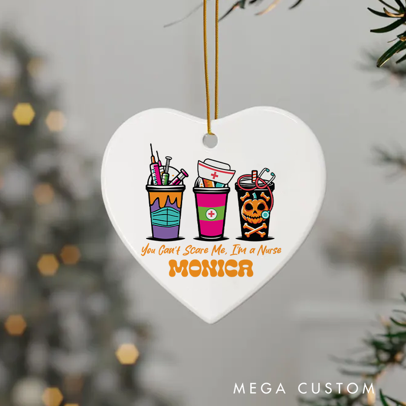 Personalized Nurse Halloween Ornament You Can't Scare Me I'm a Nurse Design Ornament 