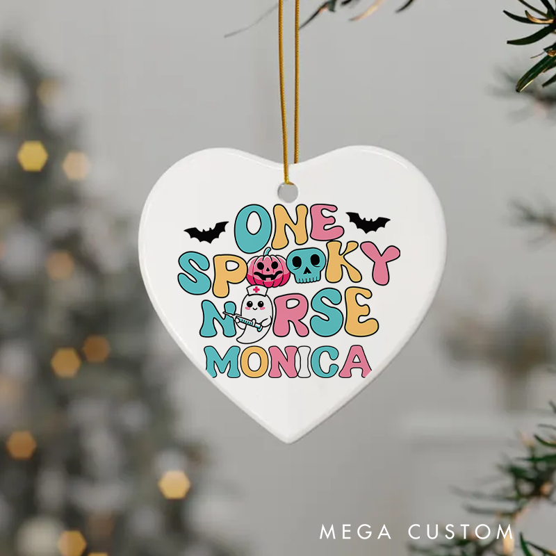 Personalized Nurse Halloween Ornament One Spooky Nurse Design Ornament 