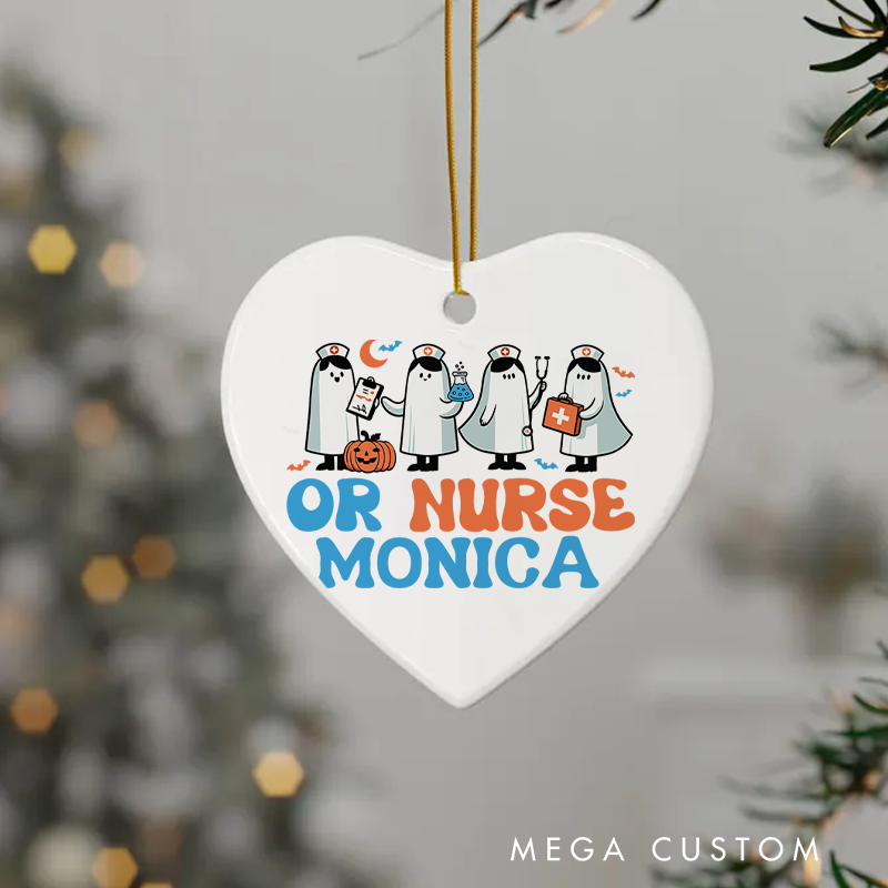 Personalized Nurse Halloween Ornament OR Nurse Ghostly Design Ornament 