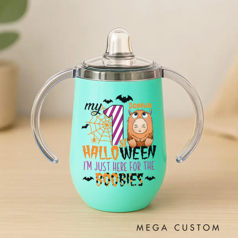 Personalized First Halloween Fun with Playful Costume and Festive Humor for Baby Sippy Cup