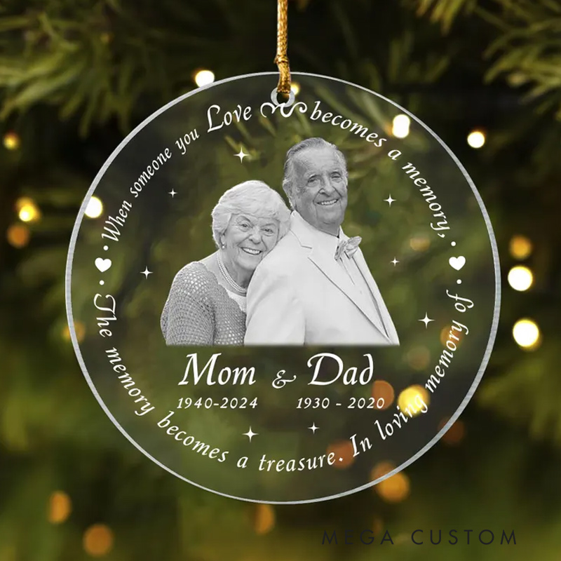 Personalized Memorial Photo Ornament In Loving Memory Ornament for Loss of Parents Christmas Keepsake Acrylic Ornament