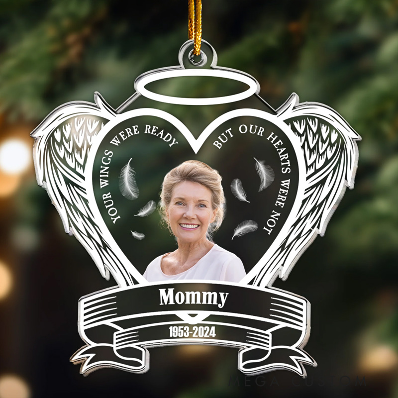Personalized Memorial Photo Ornament Memorial With Wings Christmas Ornament Custom Acrylic Ornament