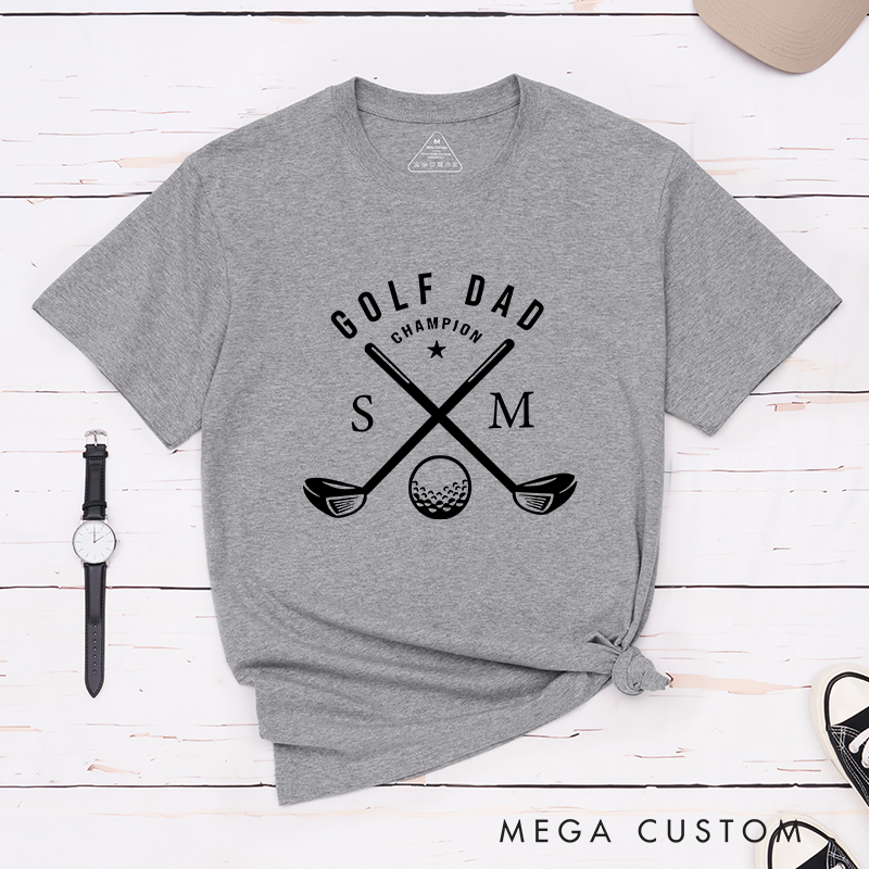 Personalized Golf Dad T-Shirt with Custom Name Unique Gift for Golf Loving Fathers Comfortable Custom Printed Shirt for Men