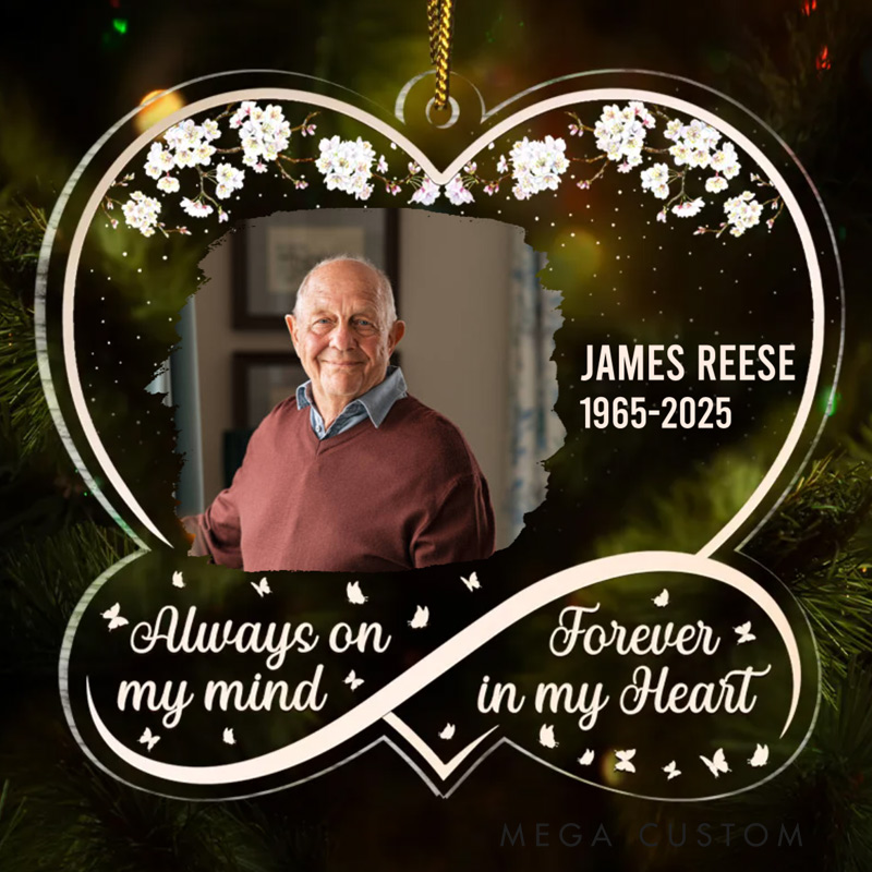 Personalized Memorial Photo Ornament Always On My Mind Memorial Gift Custom Shaped Acrylic Ornament