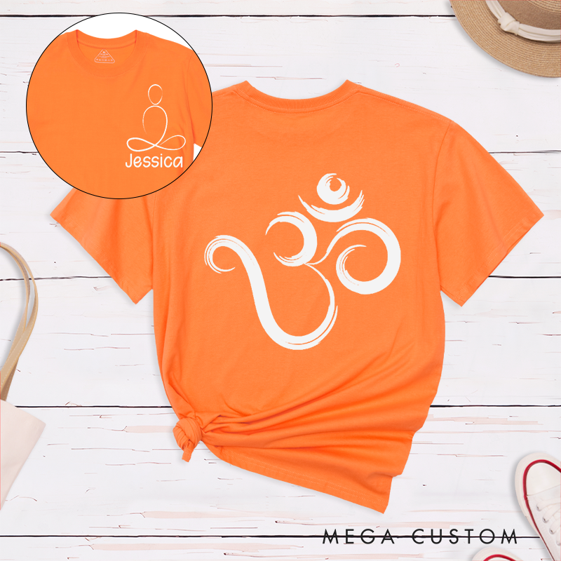Personalized Om Symbol T-Shirt with Line Meditation Pattern Design Perfect Gift for Yoga Lover and Meditation