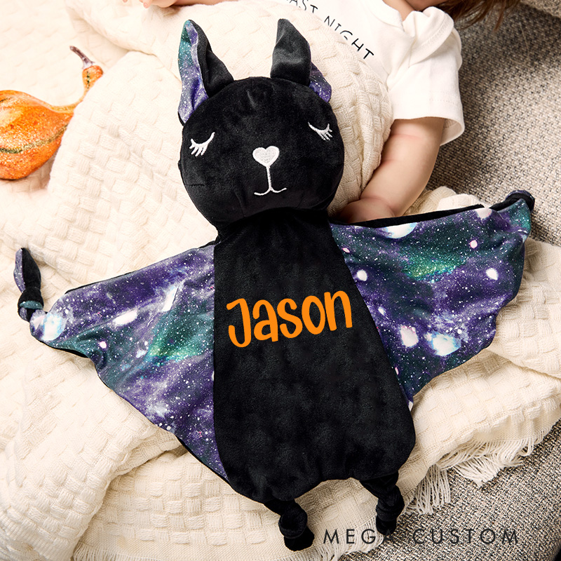 Personalized Baby Name Bat Security Blanket Lovey Animal Blanket New Baby Girl Boy Gift