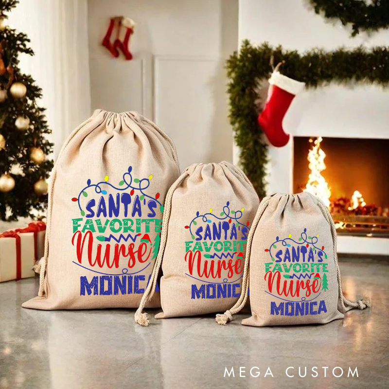 Personalised Christmas Santa Sack for Nurse Santa's Favorite Nurse Design Sack Christmas Gift
