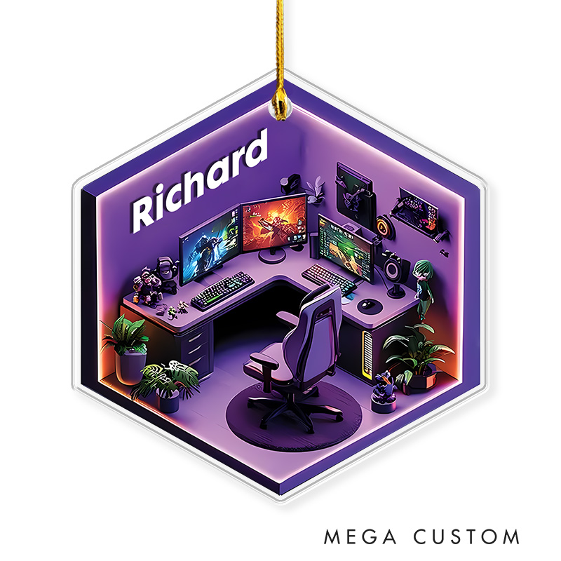 Personalized 2D Gaming Room Christmas Ornament 2025 Acrylic Ornament Gamer Christmas Gift Video Game Xmas Gift Geek Christmas Decor