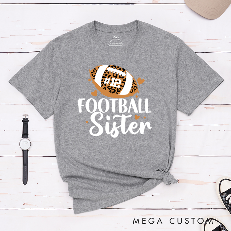 Personalized American Football Sister T-Shirts Featuring Custom Name - Customizable Game Day Tee