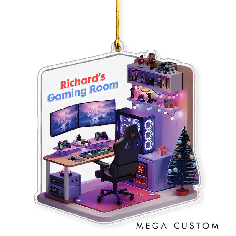 Personalized 2D Gaming Room in Dreams Christmas Ornament 2025 Acrylic Ornament Gamer Christmas Gift Video Game Xmas Gift Geek Christmas Decor