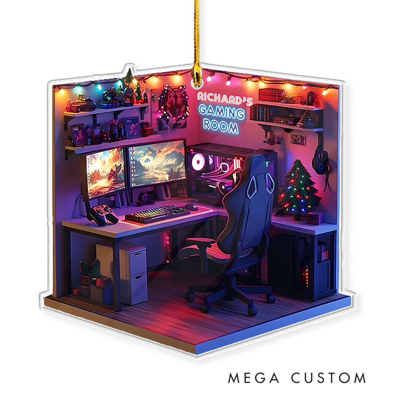 Personalized 2D Your Gaming Room Christmas Ornament 2025 Acrylic Ornament Gamer Christmas Gift Video Game Xmas Gift Geek Christmas Decor