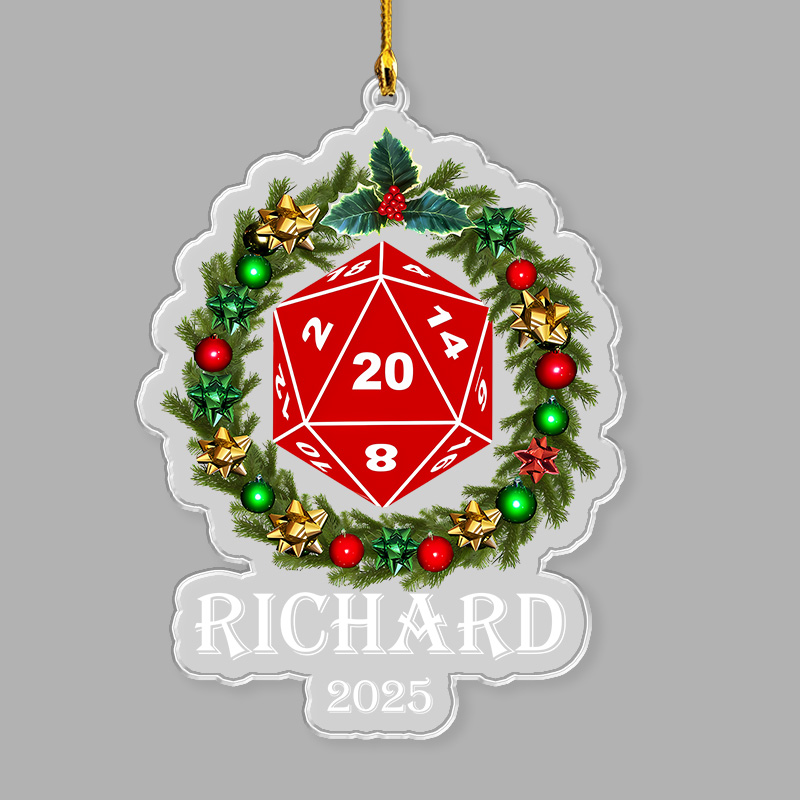 Personalized DND Christmas Ornament 2025 Acrylic Ornament Gamer Christmas Gift Video Game Xmas Gift Geek Christmas Decor