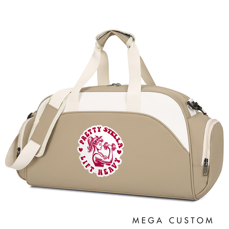 Personalized Monogram Sports Gym Duffel Bag Pretty Weightlifting Graphic Overnight Bag Gift Workout Bag for Athlete Personal Trainer