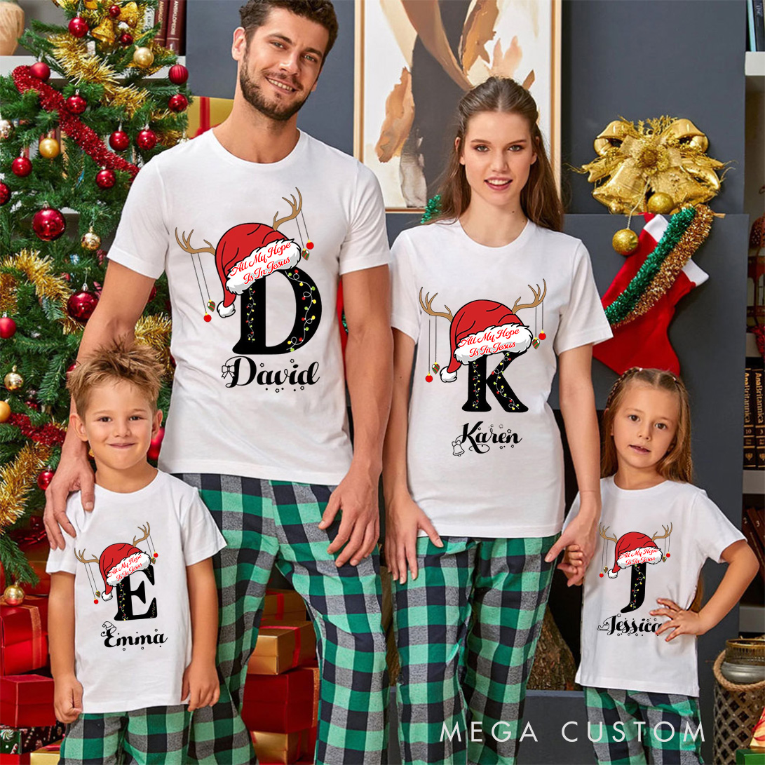 Personalized all My Hope is in Jesus Family Matching Cotton T-Shirts with Name Religious Gift Christmas Gift for Family