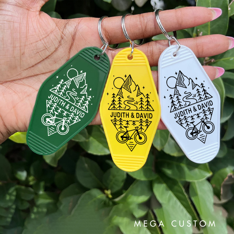 Personalized Outdoor Mountain Adventure Couple Keychain Nature Lovers Keychain Gift for Hiking