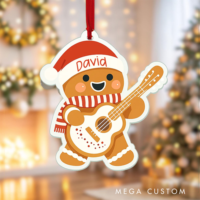 Personalized Guitar Player Ornament Custom Name Guitar Ornament Guitar Keepsake Guitar Christmas Ornament Gift