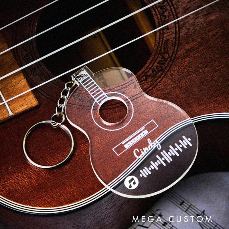 Personalized Guitar Acrylic Drive Safe Song Keychain Album Guitar Pick Keychain Guitar Pick Music Keychain