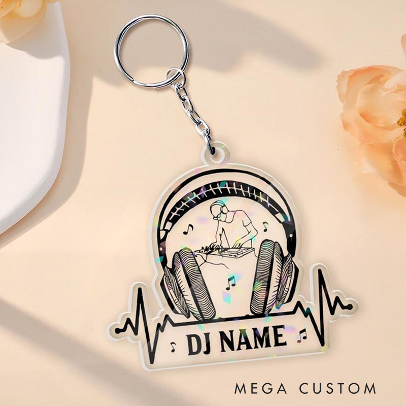 Personalized DJ Car Ornament Custom Acrylic DJ Rearview Mirror Decor Headphones Turntable Music Gift Custom DJ Gift