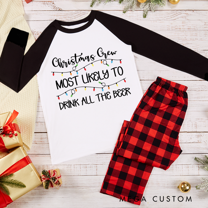 Personalized Family Matching Crew Most Likely to Christmas Pajama Sets Custom Family Christmas Pajama Sets and Gift