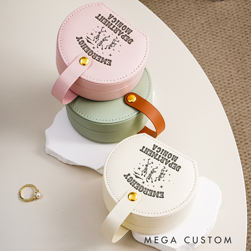 Personalized Leather Jewelry Box Engraved Emergency Department Design Nurse Jewelry Travel Case Custom Jewelry Organizer Gift