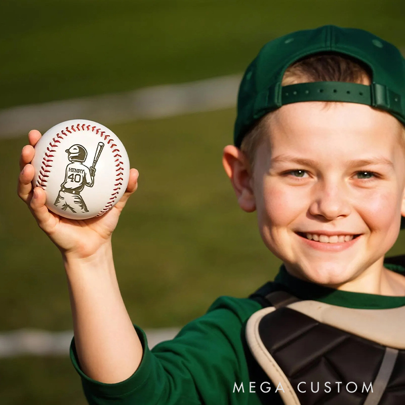 Personalized Baseball with Custom Player Silhouette and Name  