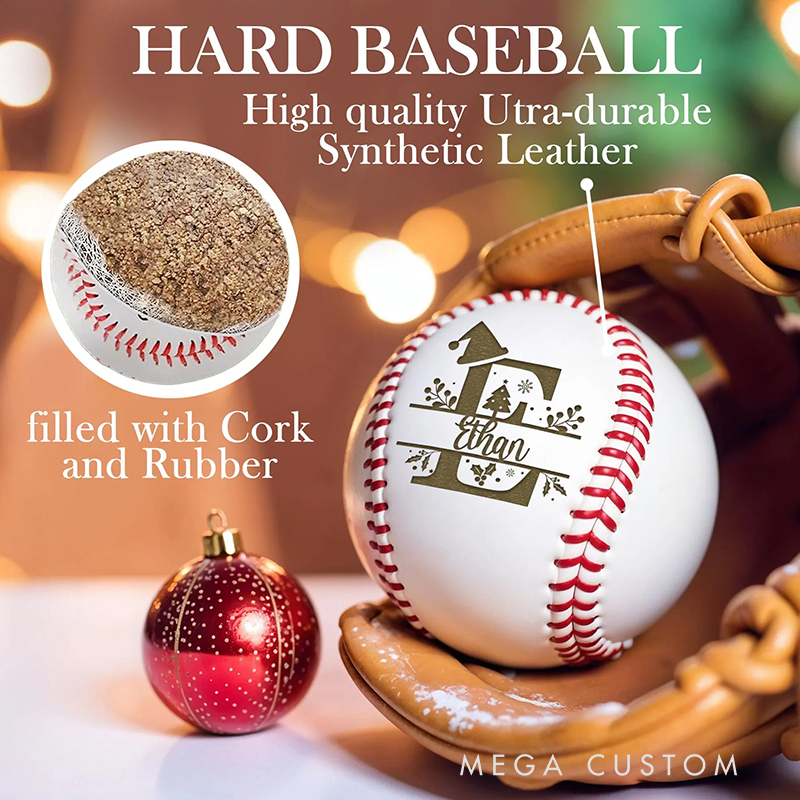 Personalized Christmas Baseball with Custom Name and Festive Design  