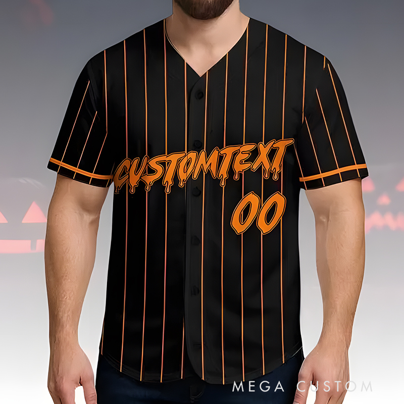 Personalized "Trick or Pitch" Themed Baseball Jersey for Halloween with Custom Name and Number