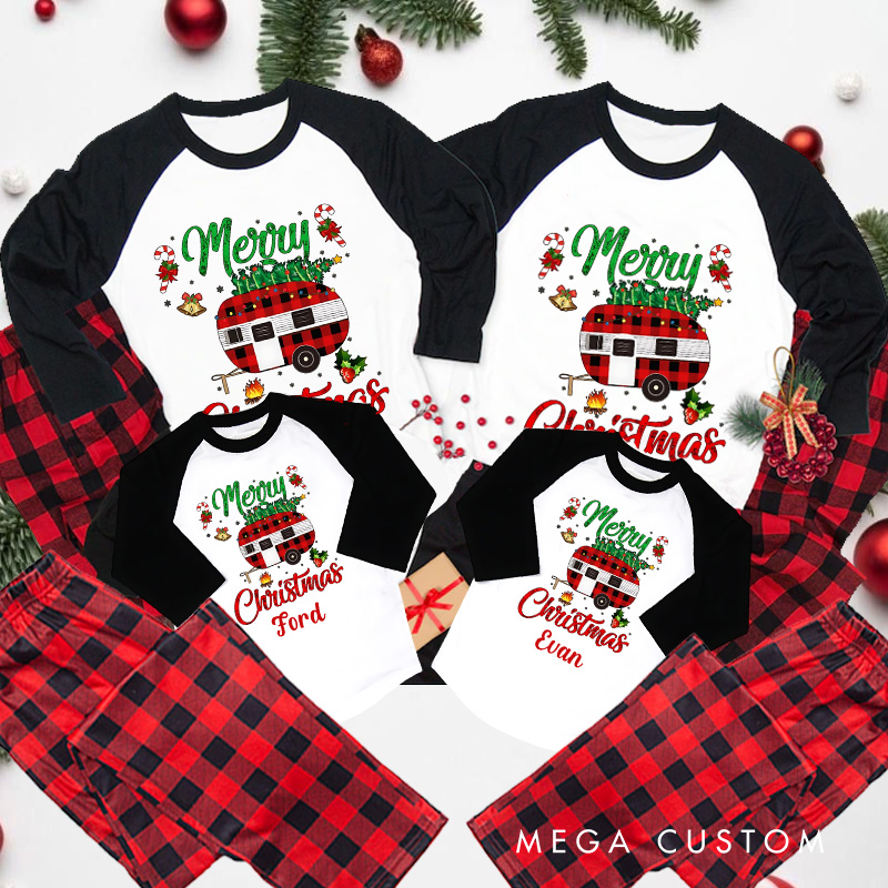 Personalized Christmas Camping Merry Campmas Family Matching Pajamas Christmas Tree Pajamas Christmas Gift for Hiking