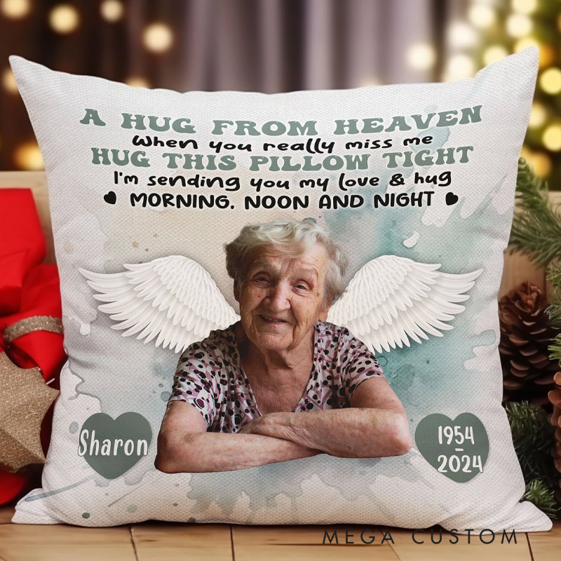 Personalized Memorial Pillow When You Miss Me Hug This Pillow Tight Memorial Gift Custom Photo Memory Pillow 