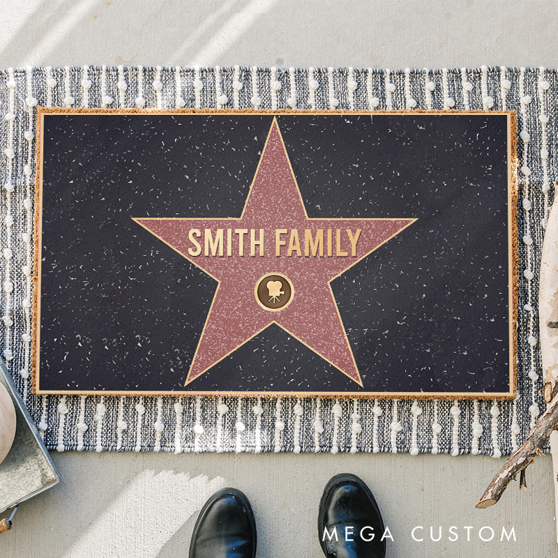 Personalized Walk of Fame Doormat Funny Movie Door Mat Family Welcome Mat Housewarming Gifts