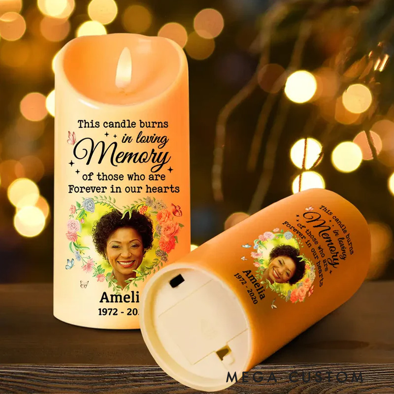 Personalized Photo LED Candle This Candle Burns In Loving Memory Memorial Gift Custom Memory Flameless LED Candle