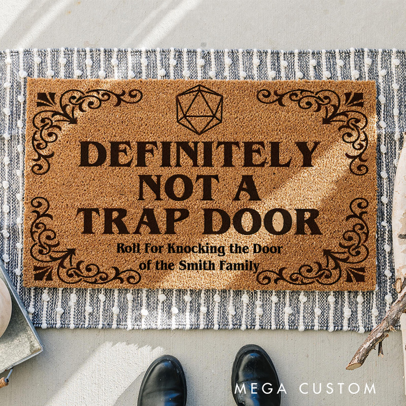 Personalized Not a Trap Door Gamer Doormat Funny DND Family Door Mat Game Welcome Mat Housewarming Gifts