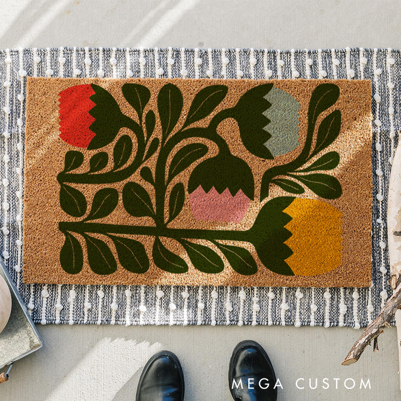 Personalized Boho Modern Doormat Modern Botanical Floral Family Door Mat Welcome Mat for Art Lovers Housewarming Gifts Henri Matisse Inspired