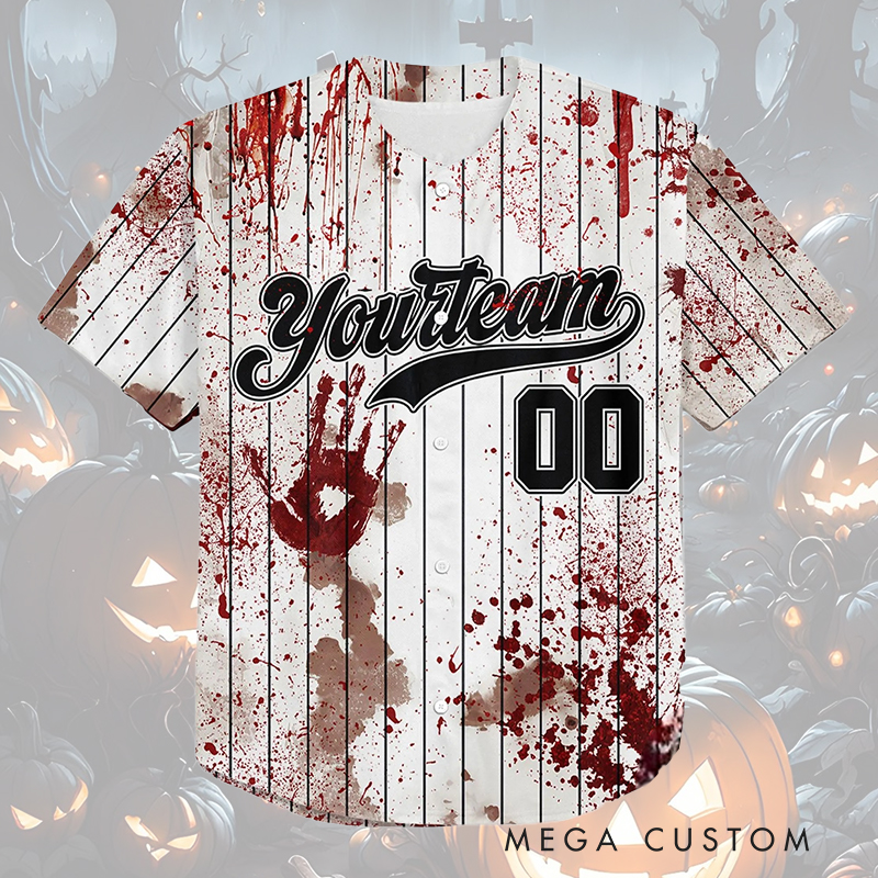 Personalized Creepy Baseball Jersey for Halloween with Customizable Text  